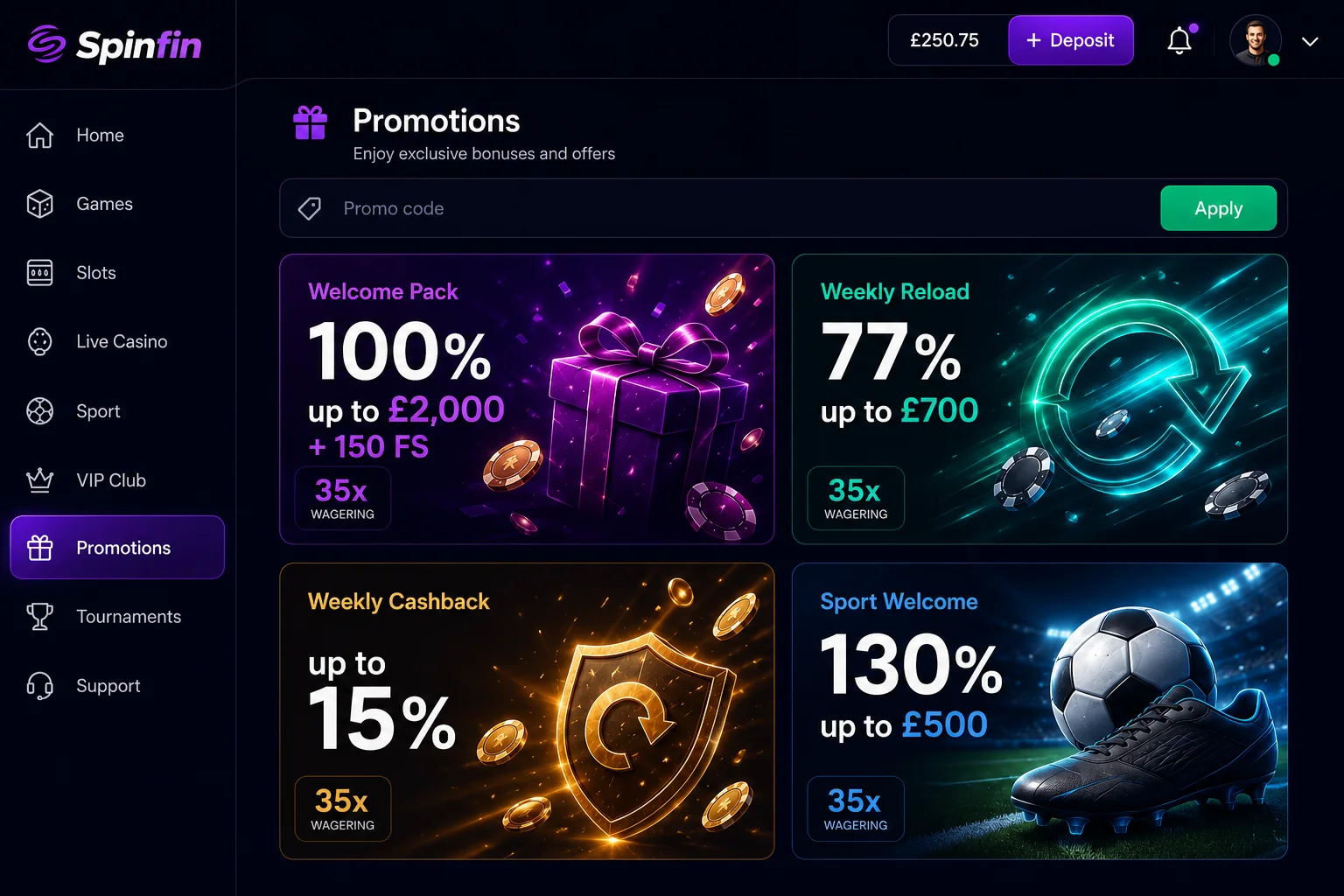 What is a Spinfin Casino promo code? — Spinfin promo code